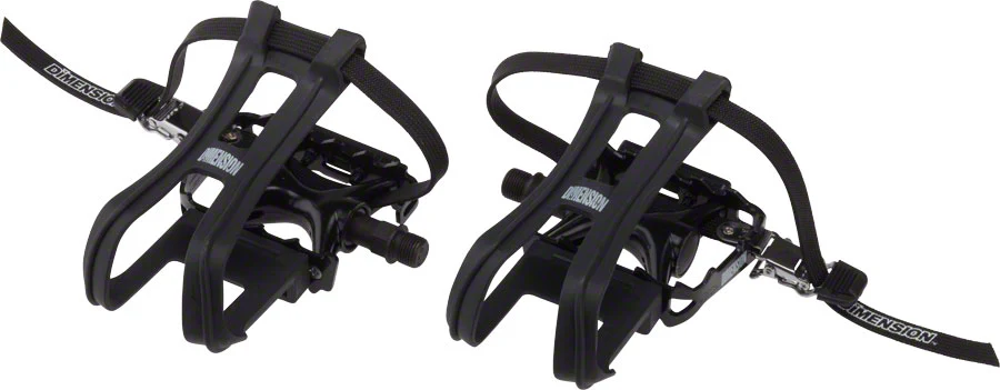 Dimension Sport Combo Pedals/Toe Clip Combo - Plastic 9/16" Black - Image 2