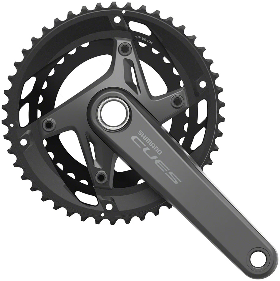 Shimano CUES FC-U6010-2 Crankset - 11-Speed 46/32t Asymmetric 110 BCD Hollowtech II, Black - Image 2