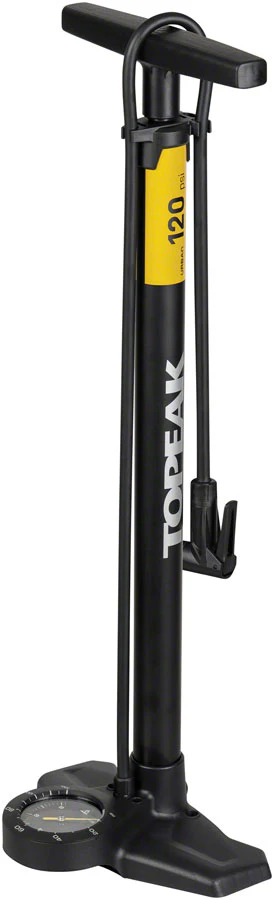 Topeak Joeblow Urban Ex Floor Pump - Steel Barrel / Plastic Base 3.5" Base Mount Gauge 120 Psi /8 Bar Smarthead BLK/Sand