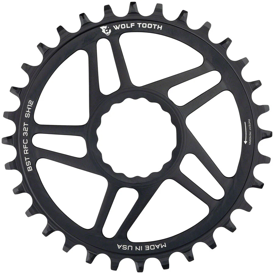 Wolf Tooth Direct Mount Chainring - RaceFace/Easton CINCH Direct Mount Boost 3mm Offset Requires 12-Speed Hyperglide+ Chain BLK - Image 2